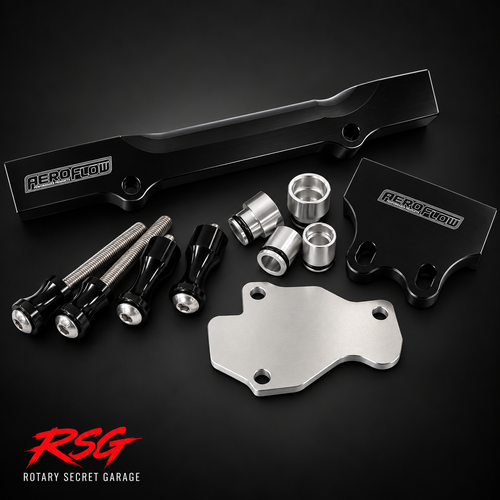 Aeroflow Mazda RX-7 FD3S 13B-REW billet fuel rail kit black AF64-2204BLK